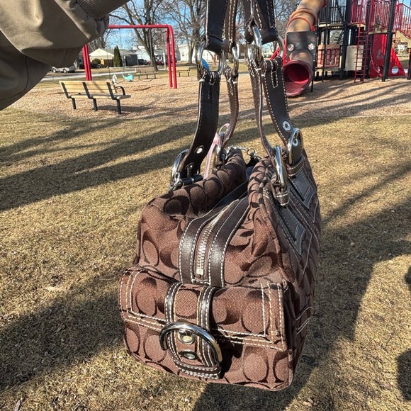 Coach Brown Handbag with Silver Accents - Picture 2 of 8